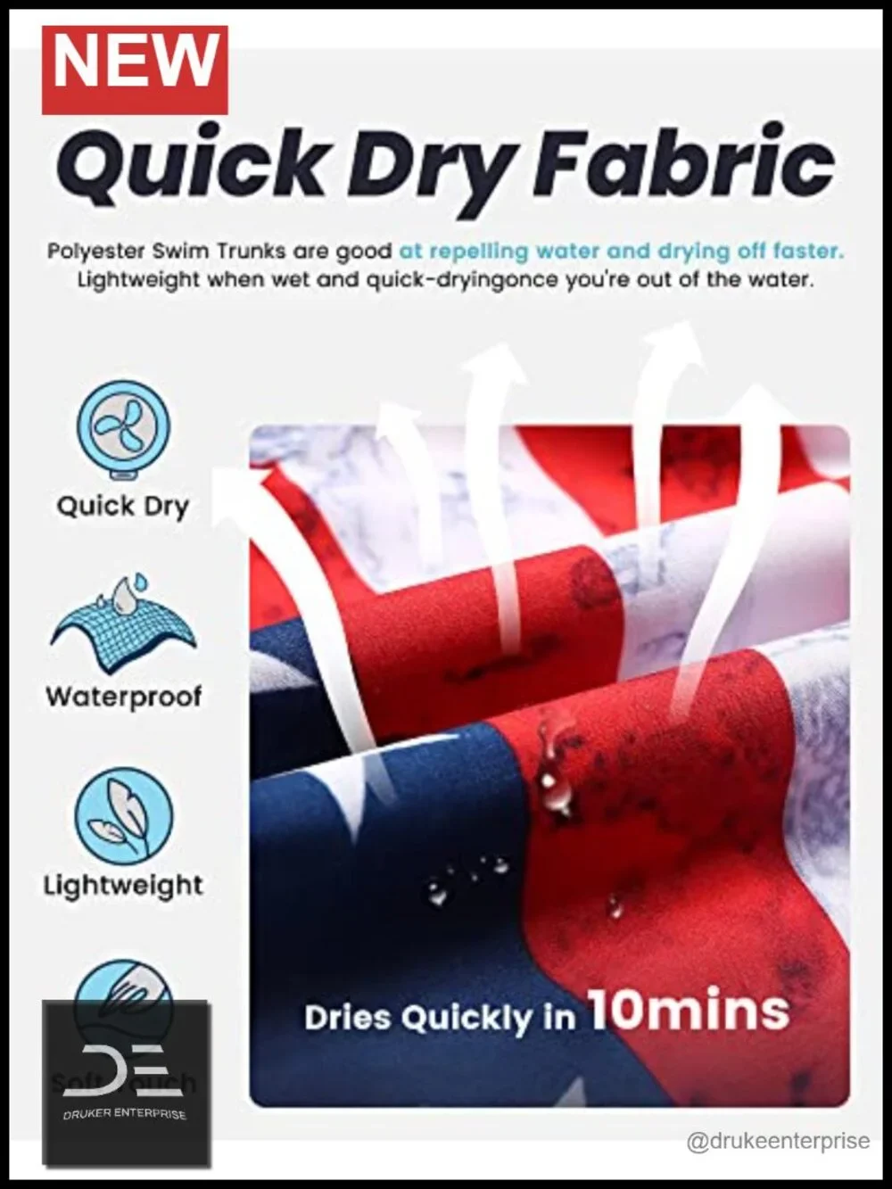 Quick Dry Swim Trunks with Mesh Lining 7-Inch Inseam